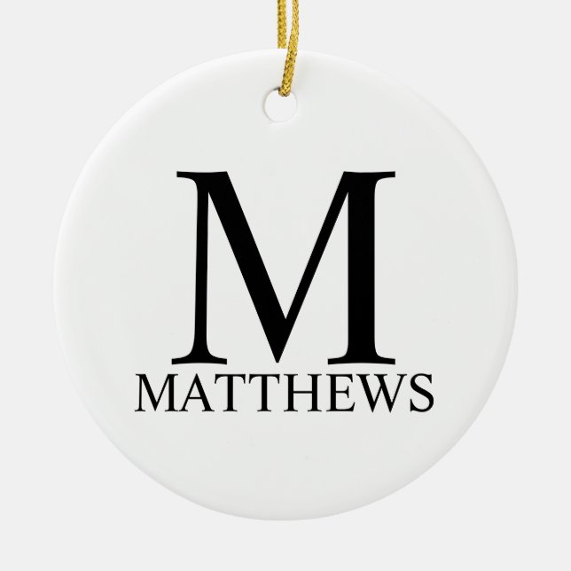 Personalized Monogram and Name Ceramic Ornament (Front)