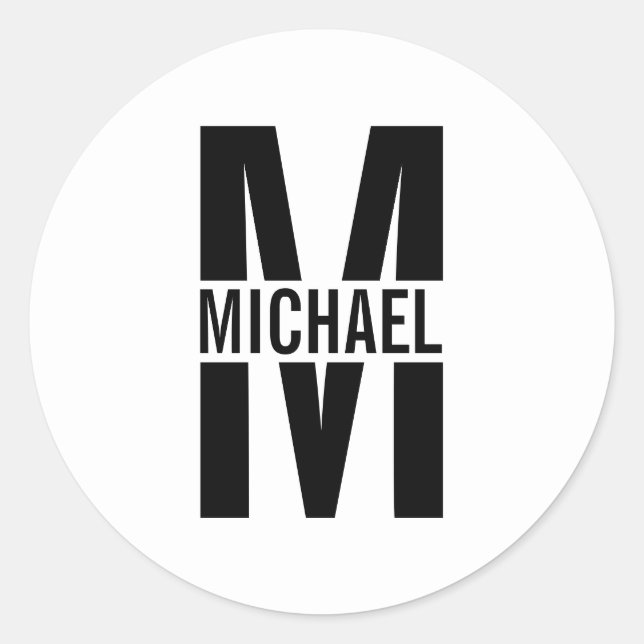 Personalized Monogram and Name Classic Round Stick Classic Round Sticker (Front)