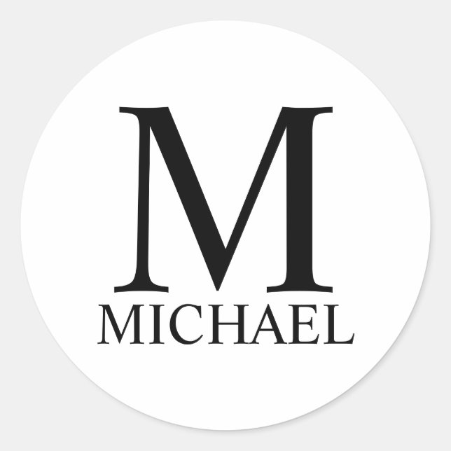 Personalized Monogram and Name Classic Round Stick Classic Round Sticker (Front)