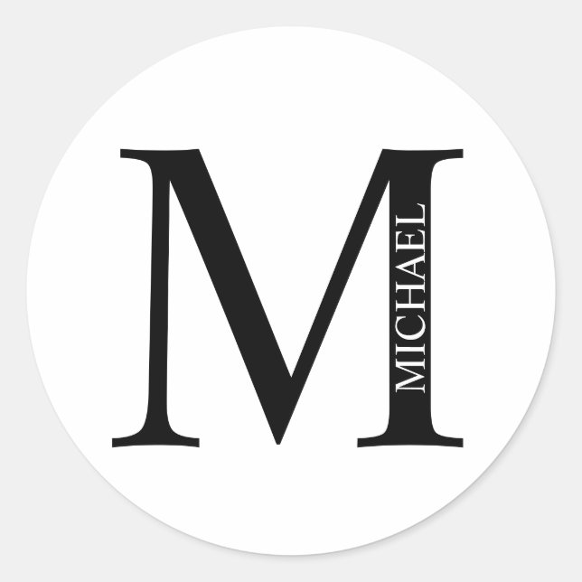 Personalized Monogram and Name Classic Round Stick Classic Round Sticker (Front)