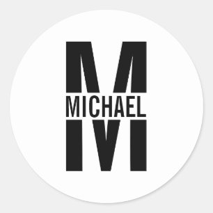 Personalized Monogram and Name Classic Round Stick Sticker