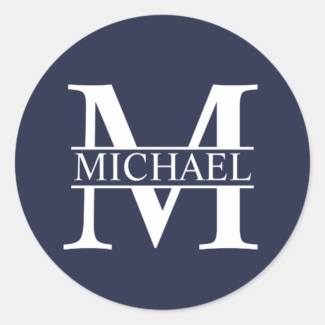 Personalized Monogram and Name Classic Round Sticker (Front)