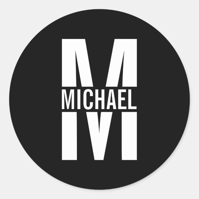 Personalized Monogram and Name Classic Round Sticker (Front)