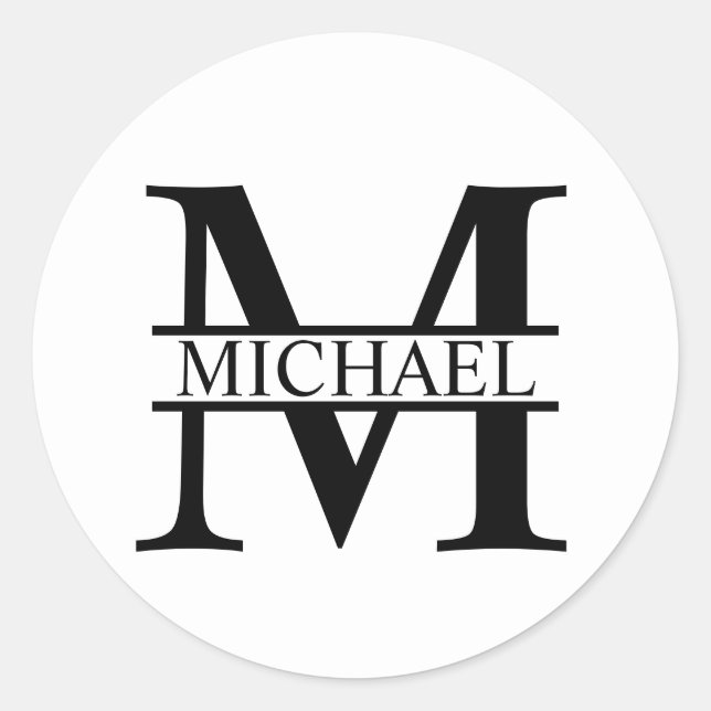 Personalized Monogram and Name Classic Round Sticker (Front)