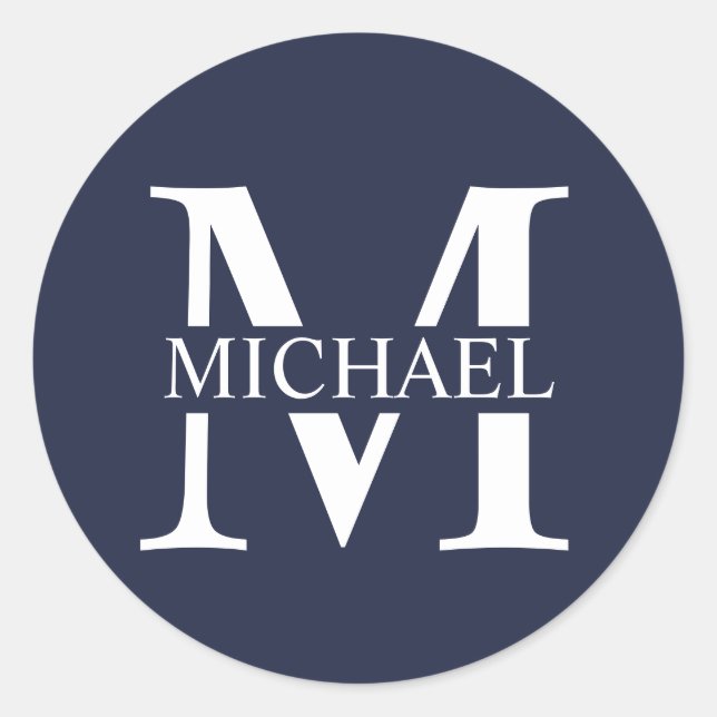 Personalized Monogram and Name Classic Round Sticker (Front)