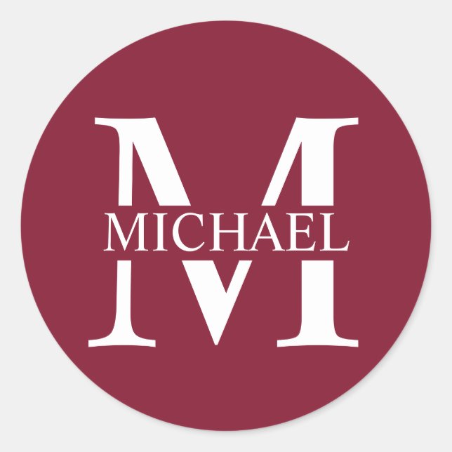 Personalized Monogram and Name Classic Round Sticker (Front)