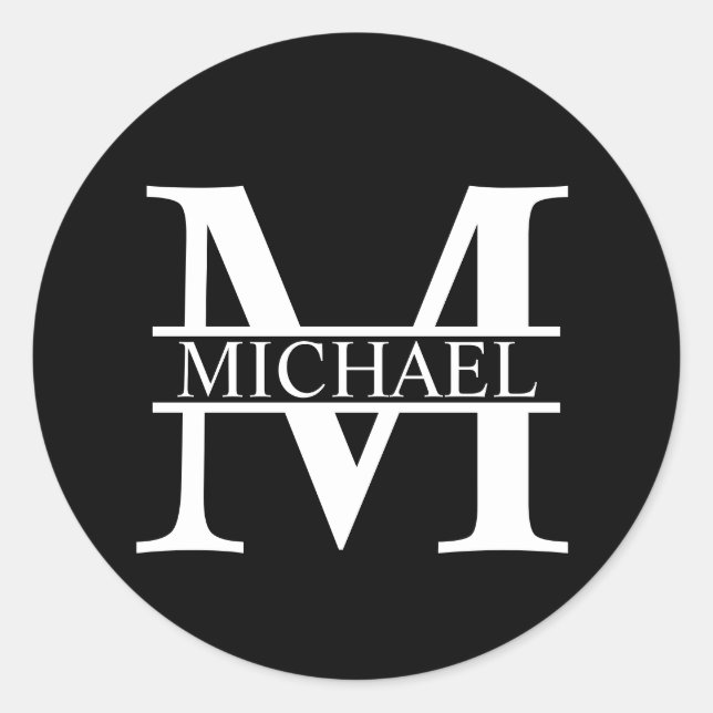 Personalized Monogram and Name Classic Round Sticker (Front)