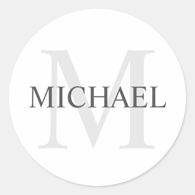 Personalized Monogram and Name Classic Round Sticker (Front)