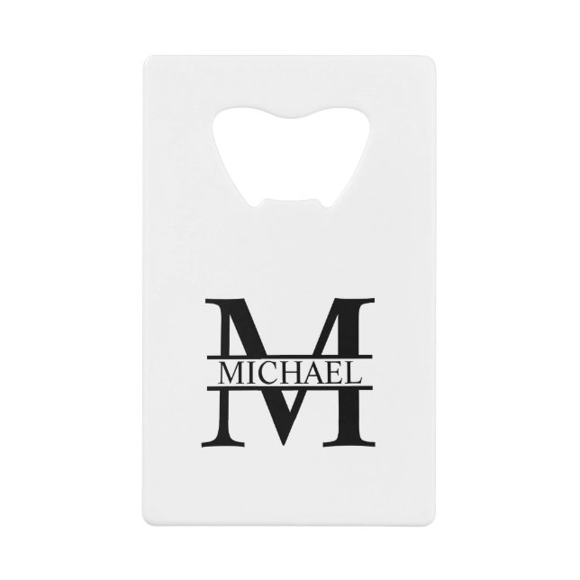 Personalized Monogram and Name Credit Card Bottle Opener (Front)