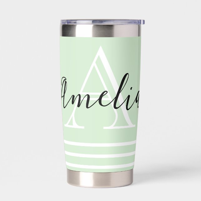 Personalized monogram and name custom colour insulated tumbler (Left)
