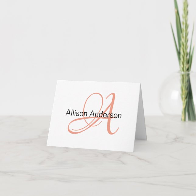 Personalized Monogram and name custom notecard (Front)