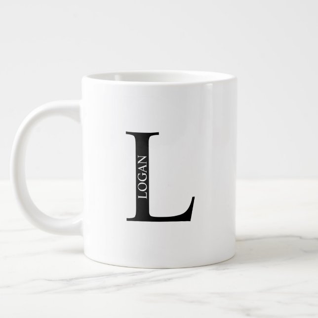 Personalized Monogram and Name Giant Coffee Mug (Left)