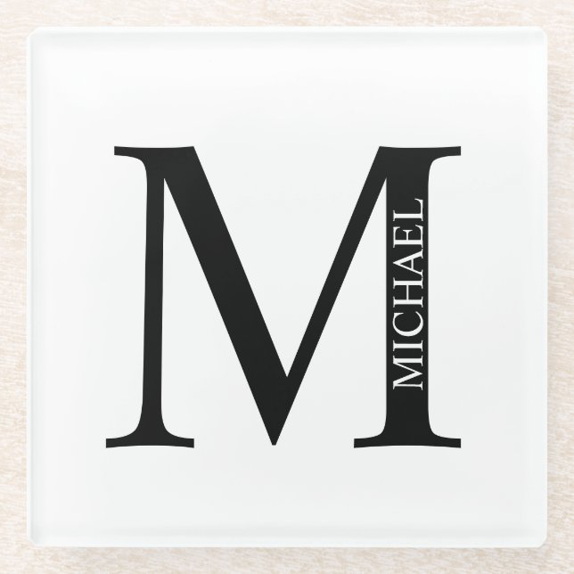 Personalized Monogram and Name Glass Coaster (Front)