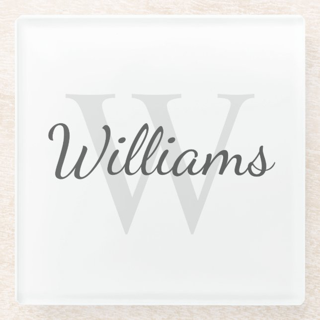Personalized Monogram and Name Glass Coaster (Front)