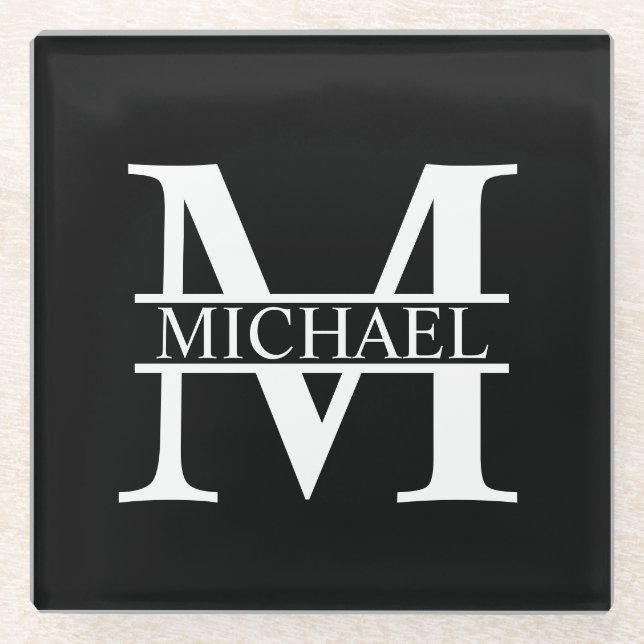 Personalized Monogram and Name Glass Coaster (Front)