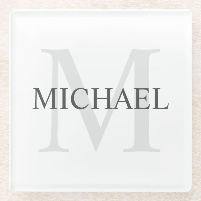 Personalized Monogram and Name Glass Coaster (Front)