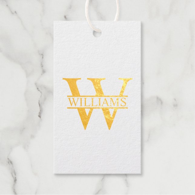 Personalized Monogram and Name Gold  Gift Tags (Front)