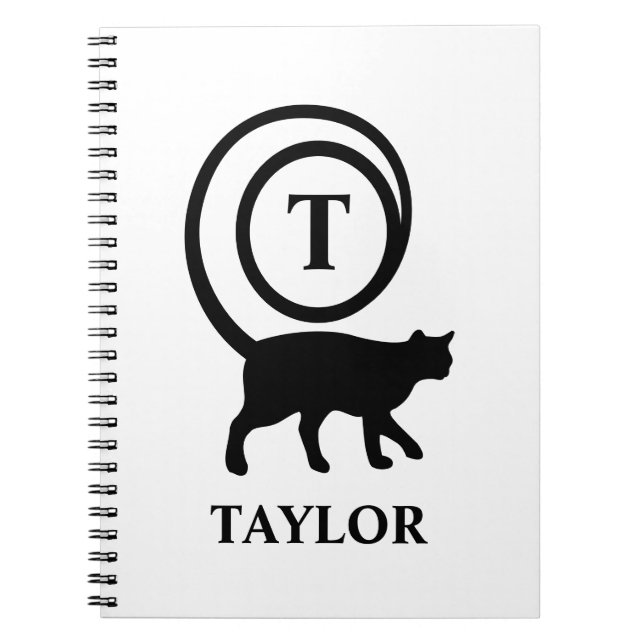 Personalized Monogram And Name Kitty Cat Lover Notebook (Front)
