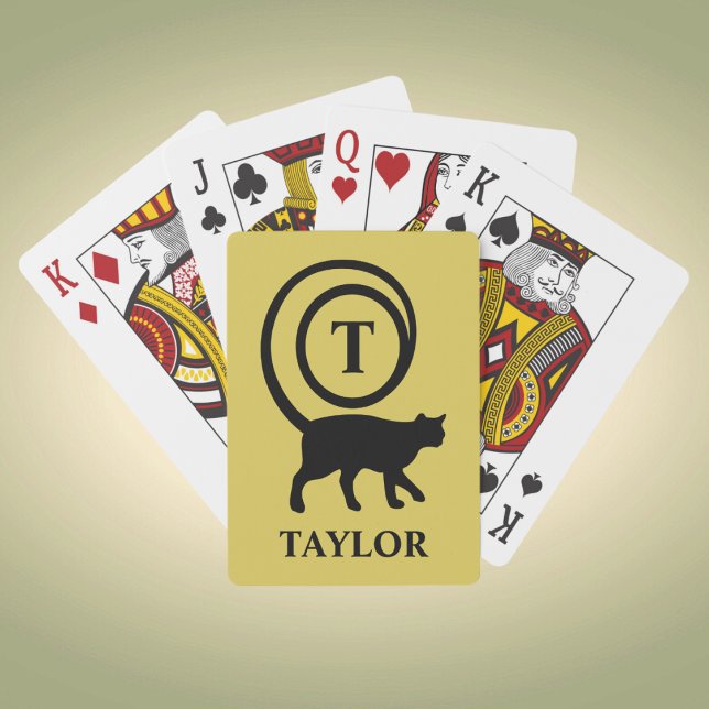 Personalized Monogram And Name Kitty Cat Lover Playing Cards (Creator Uploaded)