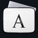 Personalized Monogram and Name Laptop Sleeve<br><div class="desc">Personalized Monogram and Name Gifts
featuring personalized monogram and name in classic serif font style.</div>