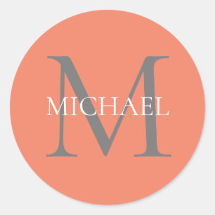 Personalized Monogram and Name Light Pink Classic Round Sticker