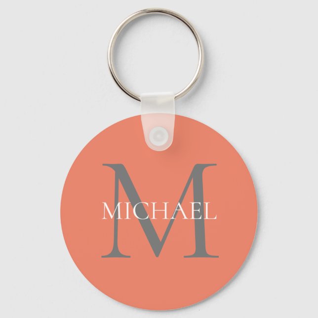 Personalized Monogram and Name Light Pink Keychain (Front)
