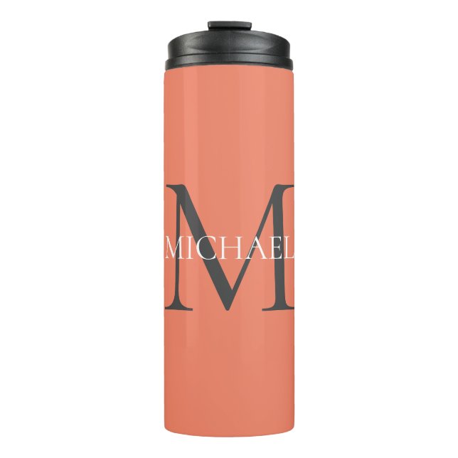 Personalized Monogram and Name Light Pink Thermal Tumbler (Front)