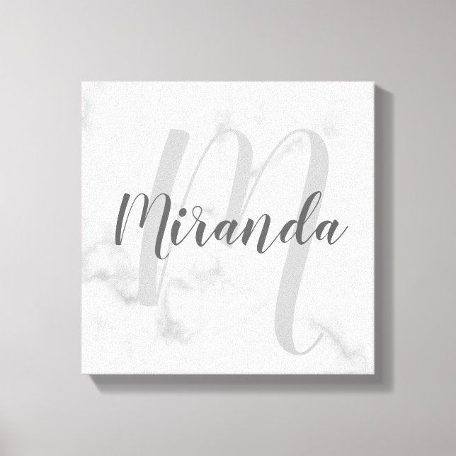 Personalized Monogram and Name Marble Canvas Print (Front)