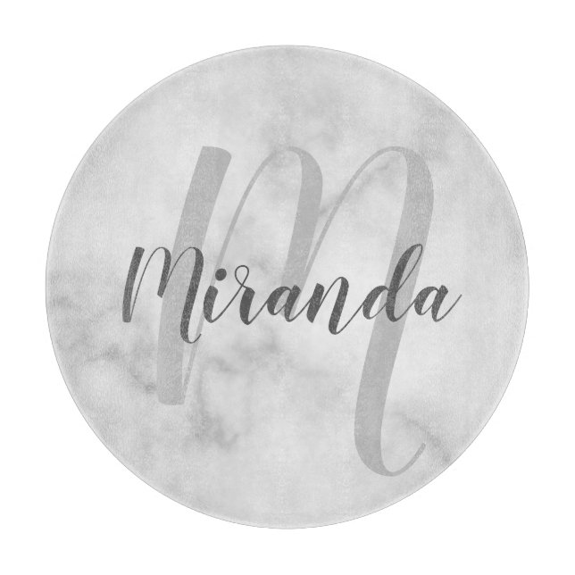 Personalized Monogram and Name Marble Cutting Board (Front)