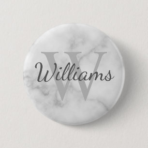 Personalized Monogram and Name Marble Look 2 Inch Round Button