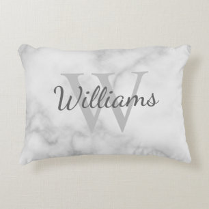 Personalized Monogram and Name Marble Look Accent Pillow