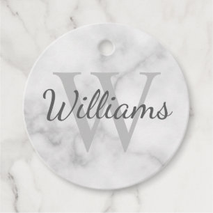 Personalized Monogram and Name Marble Look Favour Tags