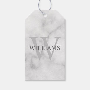 Personalized Monogram and Name Marble Look Gift Tags