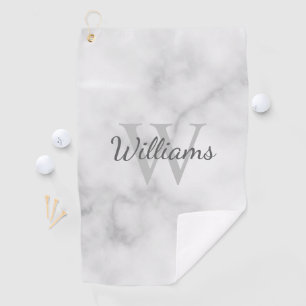 Personalized Monogram and Name Marble Look Golf Towel