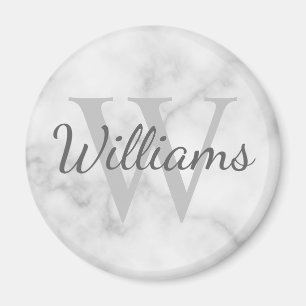 Personalized Monogram and Name Marble Look Magnet