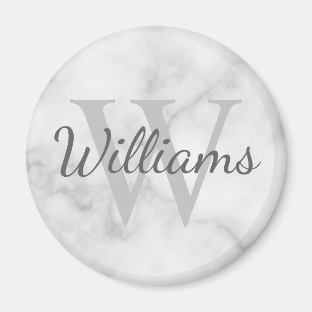 Personalized Monogram and Name Marble Look Magnet (Front)