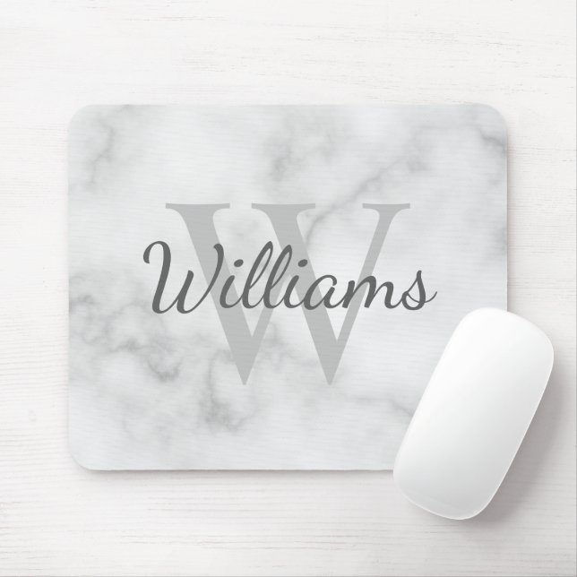 Personalized Monogram and Name Marble Look Mouse Pad (With Mouse)