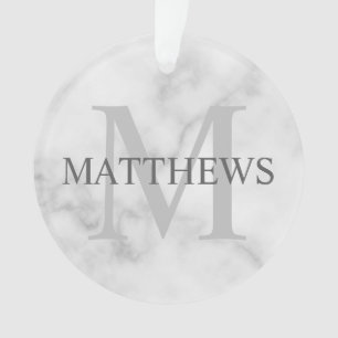 Personalized Monogram and Name Marble Look Ornament