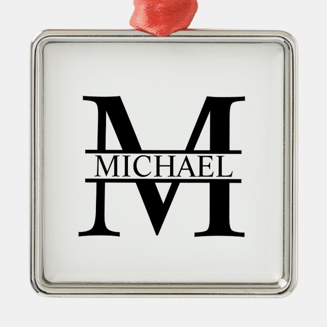 Personalized Monogram and Name Metal Ornament (Front)