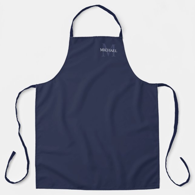 Personalized Monogram and Name Navy Blue Apron (Front)