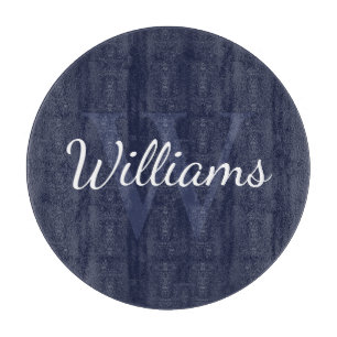 Personalized Monogram and Name Navy Blue Cutting Board
