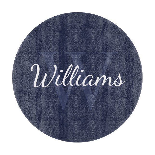 Personalized Monogram and Name Navy Blue Cutting Board (Front)