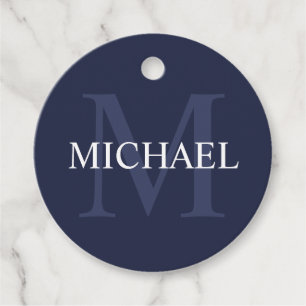 Personalized Monogram and Name Navy Blue Favour Tags