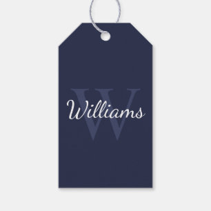 Personalized Monogram and Name Navy Blue Gift Tags