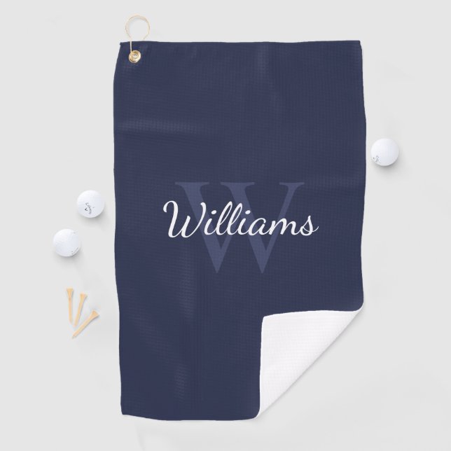 Personalized Monogram and Name Navy Blue Golf Towel (InSitu)