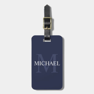 Personalized Monogram and Name Navy Blue Luggage Tag