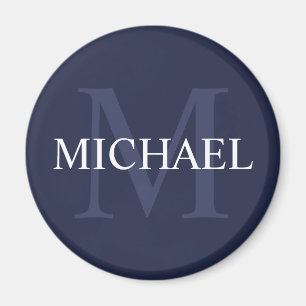 Personalized Monogram and Name Navy Blue Magnet