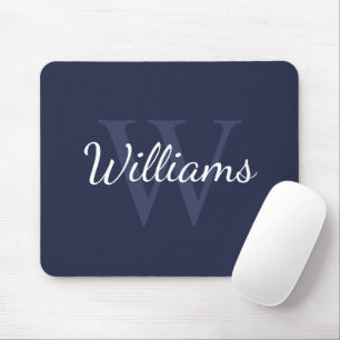 Personalized Monogram and Name Navy Blue Mouse Pad