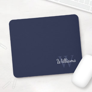 Personalized Monogram and Name Navy Blue Mouse Pad