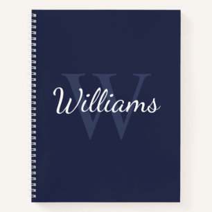Personalized Monogram and Name Navy Blue Notebook